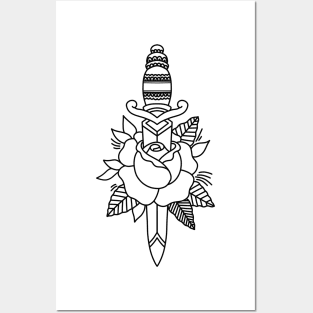 HomeSchoolTattoo Dagger and Rose Posters and Art